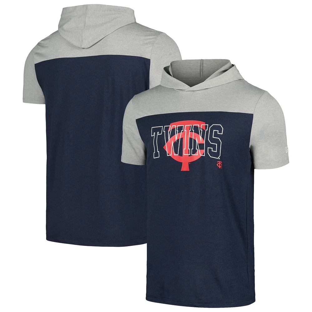 T-shirt à capuche brossé Active New Era pour hommes, bleu marine, Minnesota Twins