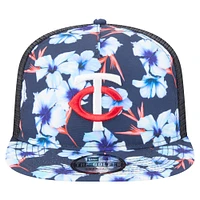 Men's New Era Navy Minnesota Twins Adventure Pattern Golfer Trucker Snapback Hat