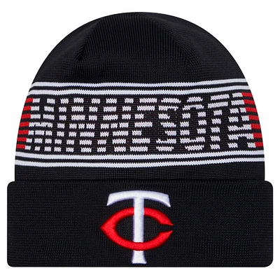 Bonnet en tricot à revers bleu marine pour homme de la collection Authentic des Twins du Minnesota de New Era