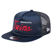 Casquette de golf ajustable rétro en satin bleu marine des Twins du Minnesota pour homme de New Era