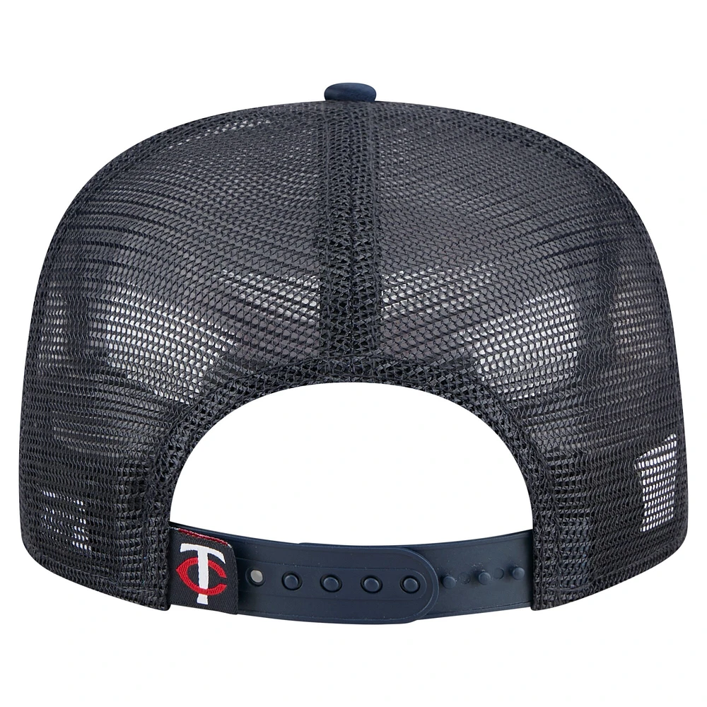 Casquette de golf ajustable rétro en satin bleu marine des Twins du Minnesota pour homme de New Era