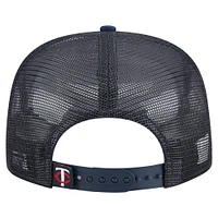 Casquette de golf ajustable rétro en satin bleu marine des Twins du Minnesota pour homme de New Era