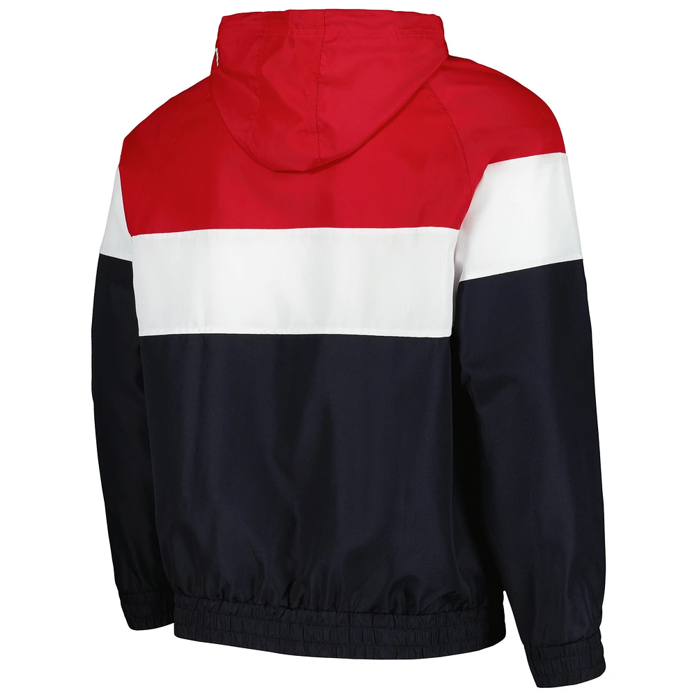 Veste coupe-vent à capuche quart de zip New Era pour hommes, bleu marine, Minnesota Twins Ripstop Raglan