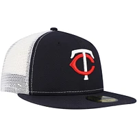 Men's New Era Navy Minnesota Twins Team Color 59FIFTY Trucker Fitted Hat