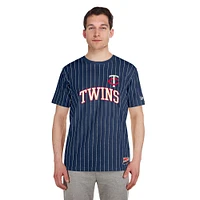 T-shirt à rayures bleu marine New Era pour homme