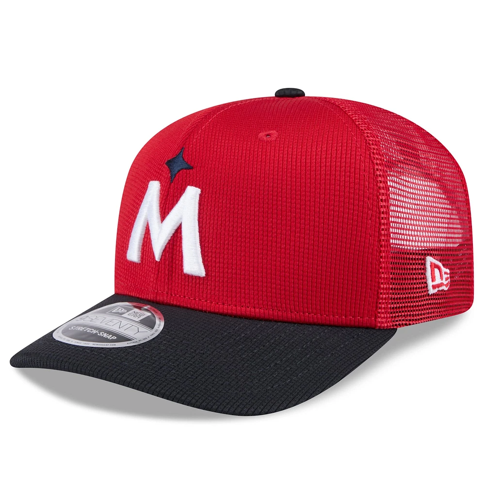 Men's New Era Red/Navy Minnesota Twins 2025 Spring Training 9SEVENTY Stretch-Snap Trucker Hat