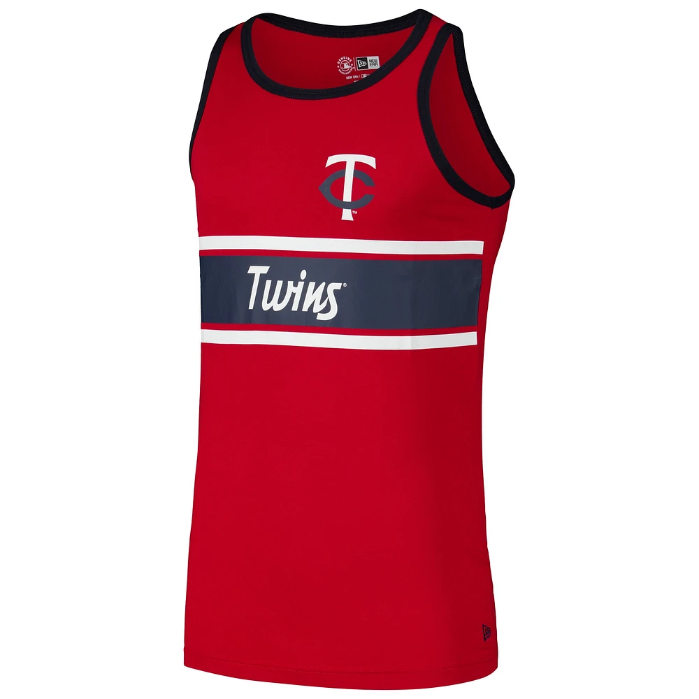 Débardeur Ringer en jersey rouge Minnesota Twins New Era pour hommes