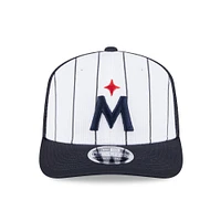 Men's New Era  White/Navy Minnesota Twins 2025 Batting Practice 9SEVENTY Stretch-Snap Trucker Hat