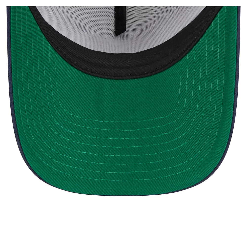 Men's New Era White/Navy Minnesota Twins Distressed 9FORTY A-Frame Adjustable Trucker Hat