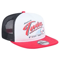 Men's New Era White/Red Minnesota Twins Retro Script Trucker 9FIFTY Snapback Hat