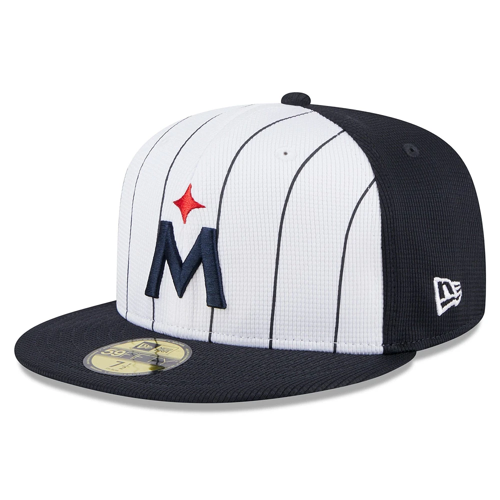 Casquette ajustée 59FIFTY d'entraînement au bâton New Era pour hommes, blanche, Minnesota Twins 2024