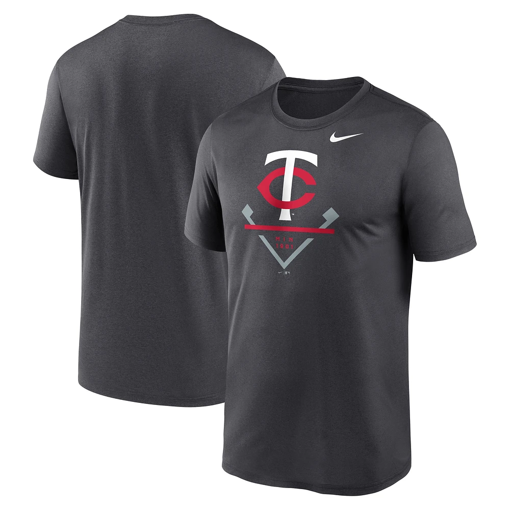 T-shirt Nike Anthracite Minnesota Twins Icon Legend Performance pour homme