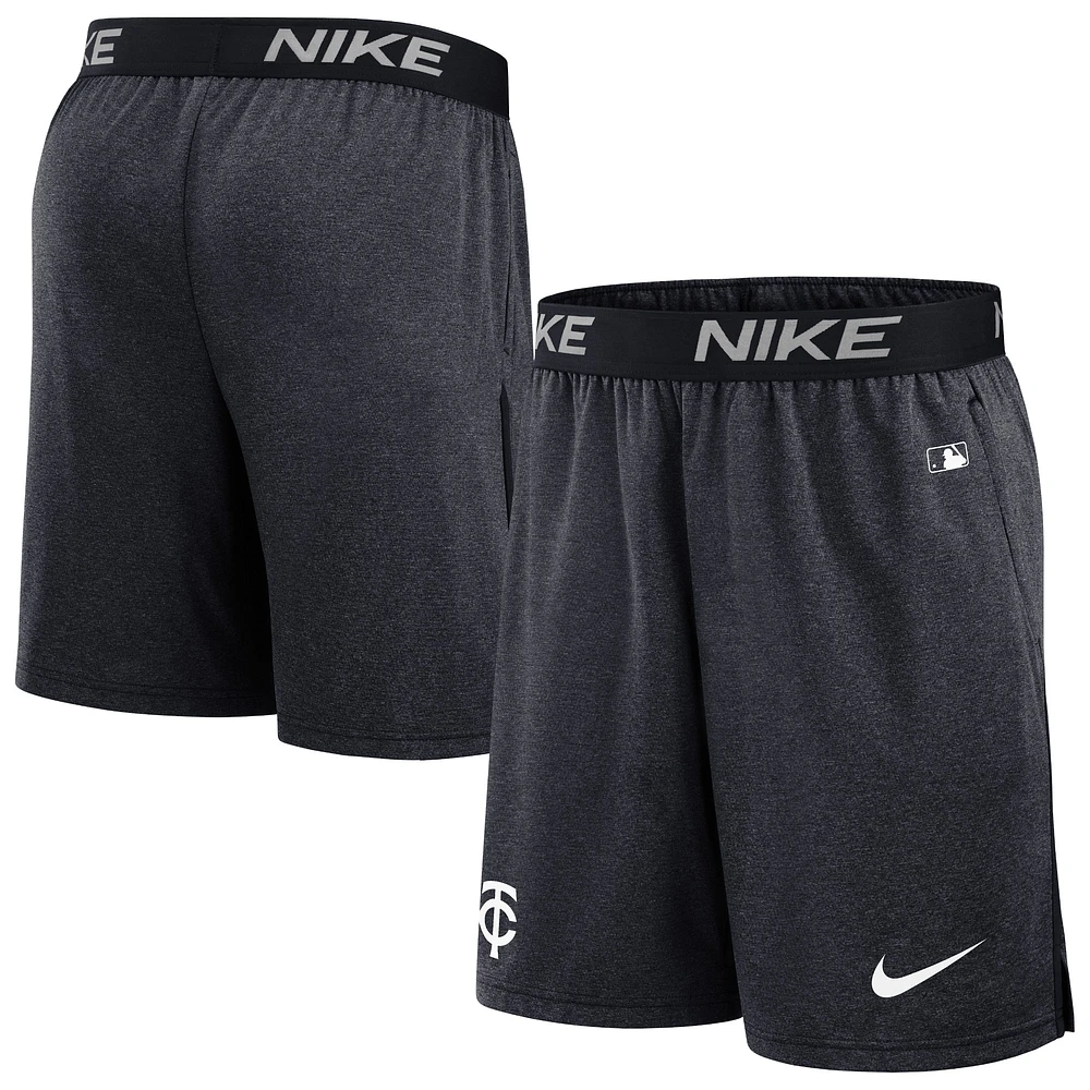 Short d'entraînement de performance Nike pour hommes, Minnesota Twins Authentic Collection, noir