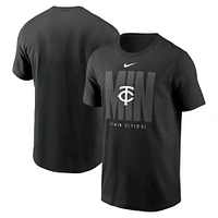 T-shirt local de mode Nike pour hommes, noir, Minnesota Twins