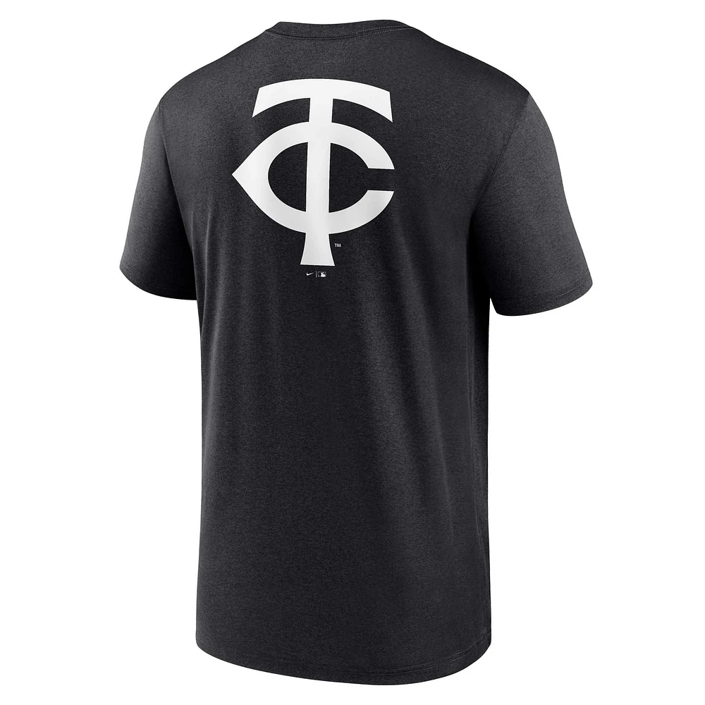 Men's Nike Black Minnesota Twins Fashion Over Shoulder Logo Legend T-Shirt