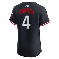 Maillot de joueur d'élite alternatif des Minnesota Twins Nike Carlos Correa pour hommes, bleu marine