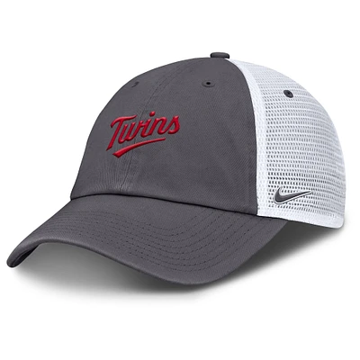 Casquette de camionneur ajustable Nike grise Minnesota Twins Wordmark Club pour homme