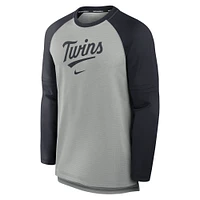 T-shirt à manches longues Nike pour hommes, bleu marine/noir, Minnesota Twins Authentic Collection Game Time Raglan Performance