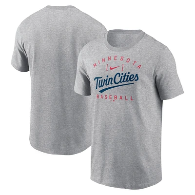 Men's Nike Heather Gray Minnesota Twins Home Team Athletic Arch T-Shirt