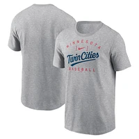 Men's Nike Heather Gray Minnesota Twins Home Team Athletic Arch T-Shirt