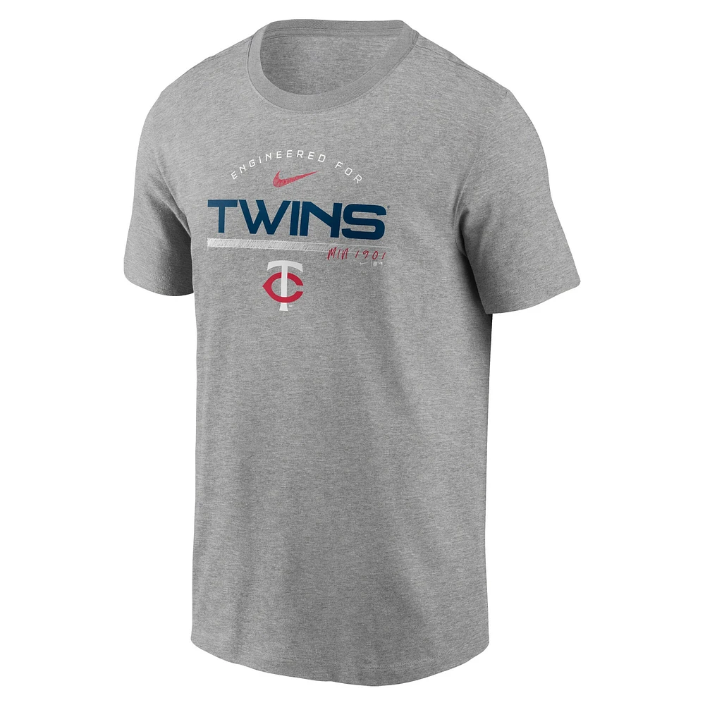 Men's Nike Heather Gray Minnesota Twins Team Engineered Performance T-Shirt