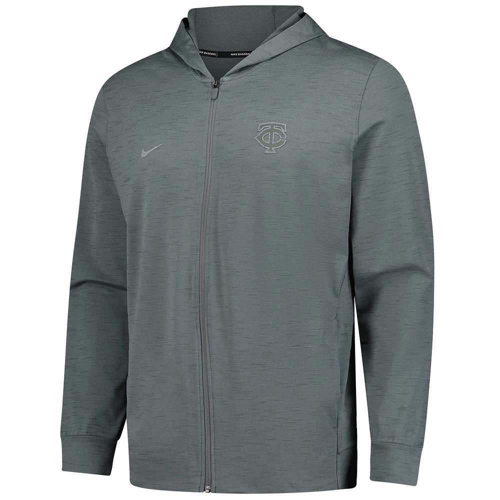 Men's Nike Heather Gray MLB Authentic Collection Travel Performance Full-Zip Hoodie