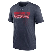 T-shirt tri-mélange Nike Minnesota Twins Home Spin pour homme - Bleu marine chiné