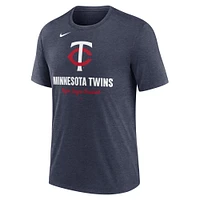 Men's Nike Heather Navy Minnesota Twins Logo Tri-Blend T-Shirt