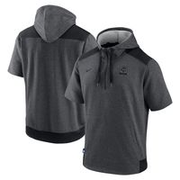 Men's Nike Heathered Charcoal/Black Minnesota Twins Authentic Collection Dry Flux Performance Quarter-Zip Short Sleeve Hoodie