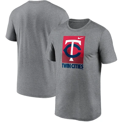 Men's Nike Heathered Gray Minnesota Twins Local Logo Legend T-Shirt