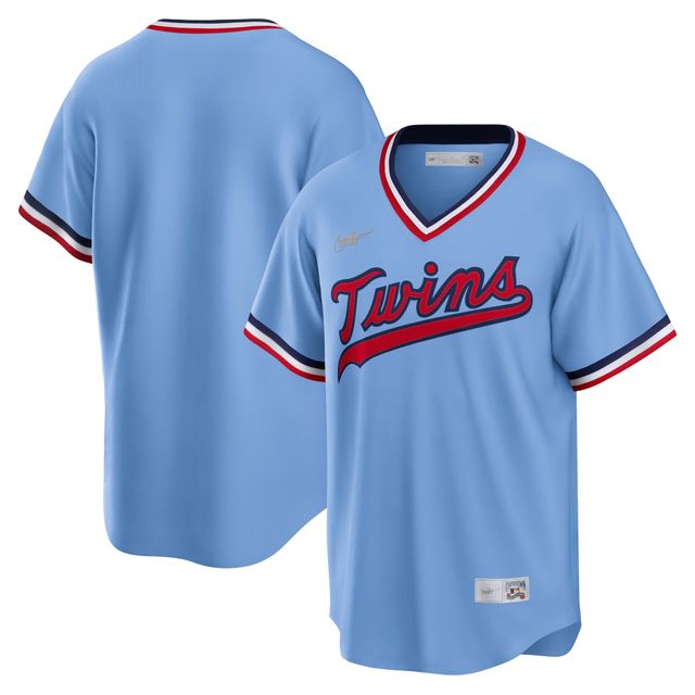 Maillot de l'équipe Nike Minnesota Twins Road Cooperstown Collection bleu clair pour homme