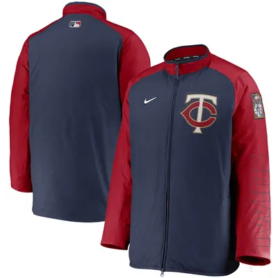 Men's Nike Navy/Red Atlanta Braves Authentic Collection Short Sleeve Hot Pullover Jacket Size: Small