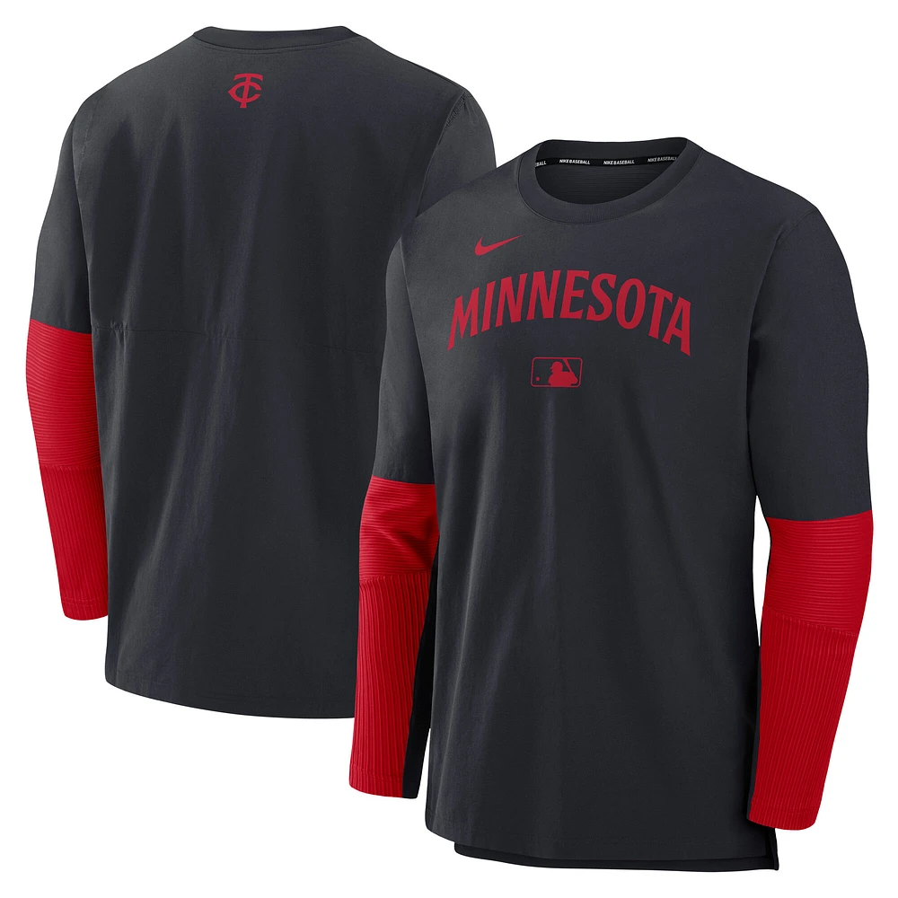 Men's Nike Navy/Red Minnesota Twins Authentic Collection Player Lightweight Performance Long Sleeve Top