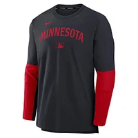 Men's Nike Navy/Red Minnesota Twins Authentic Collection Player Lightweight Performance Long Sleeve Top