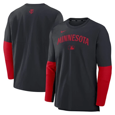Men's Nike Navy/Red Minnesota Twins Authentic Collection Player Lightweight Performance Long Sleeve Top