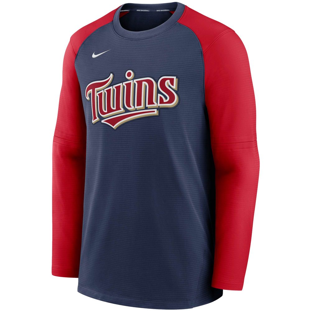 Men's Nike Navy/Red Minnesota Twins Authentic Collection Pregame Performance Raglan Pullover Sweatshirt