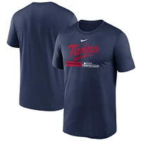 T-shirt Dugout Nike pour homme, bleu marine, Minnesota Twins, collection authentique, séries éliminatoires 2023