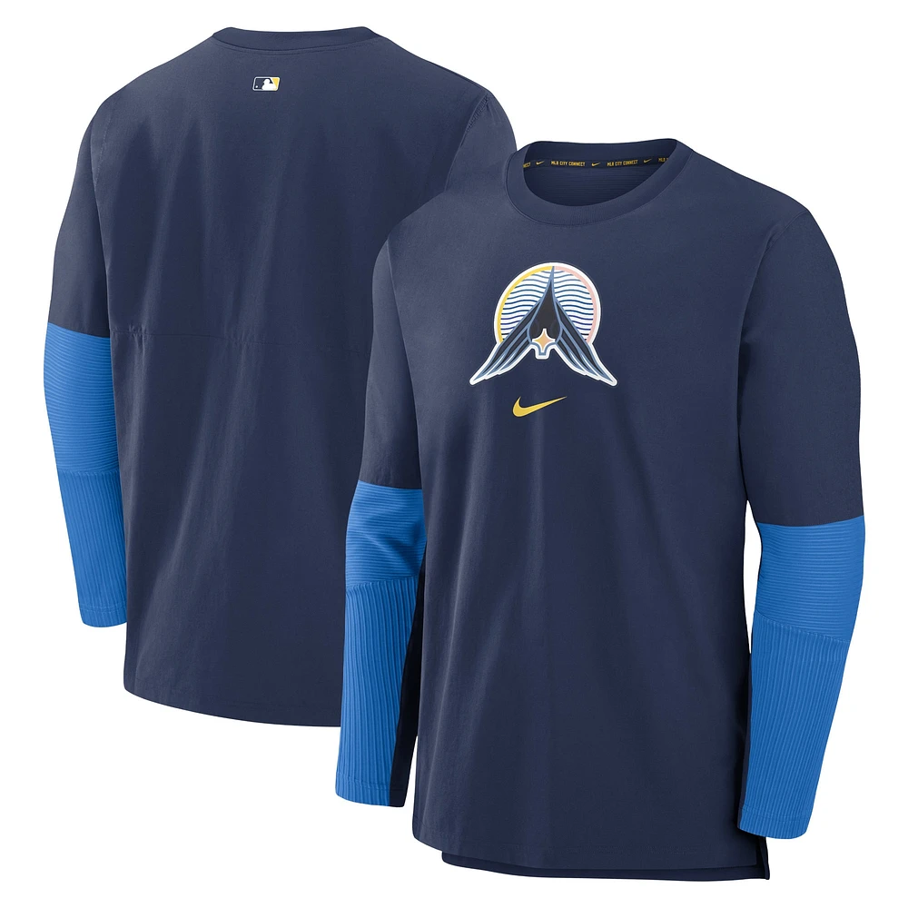 Haut à enfiler performance tri-mélange Nike pour homme, bleu marine, Minnesota Twins 2024 City Connect Authentic Collection Player