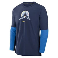 Men's Nike Navy Minnesota Twins 2024 City Connect Authentic Collection Player Tri-Blend Performance Pullover Top