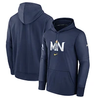 Sweat à capuche Nike pour homme, bleu marine, Minnesota Twins 2024 City Connect Authentic Collection Practice Performance