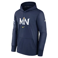 Sweat à capuche Nike pour homme, bleu marine, Minnesota Twins 2024 City Connect Authentic Collection Practice Performance