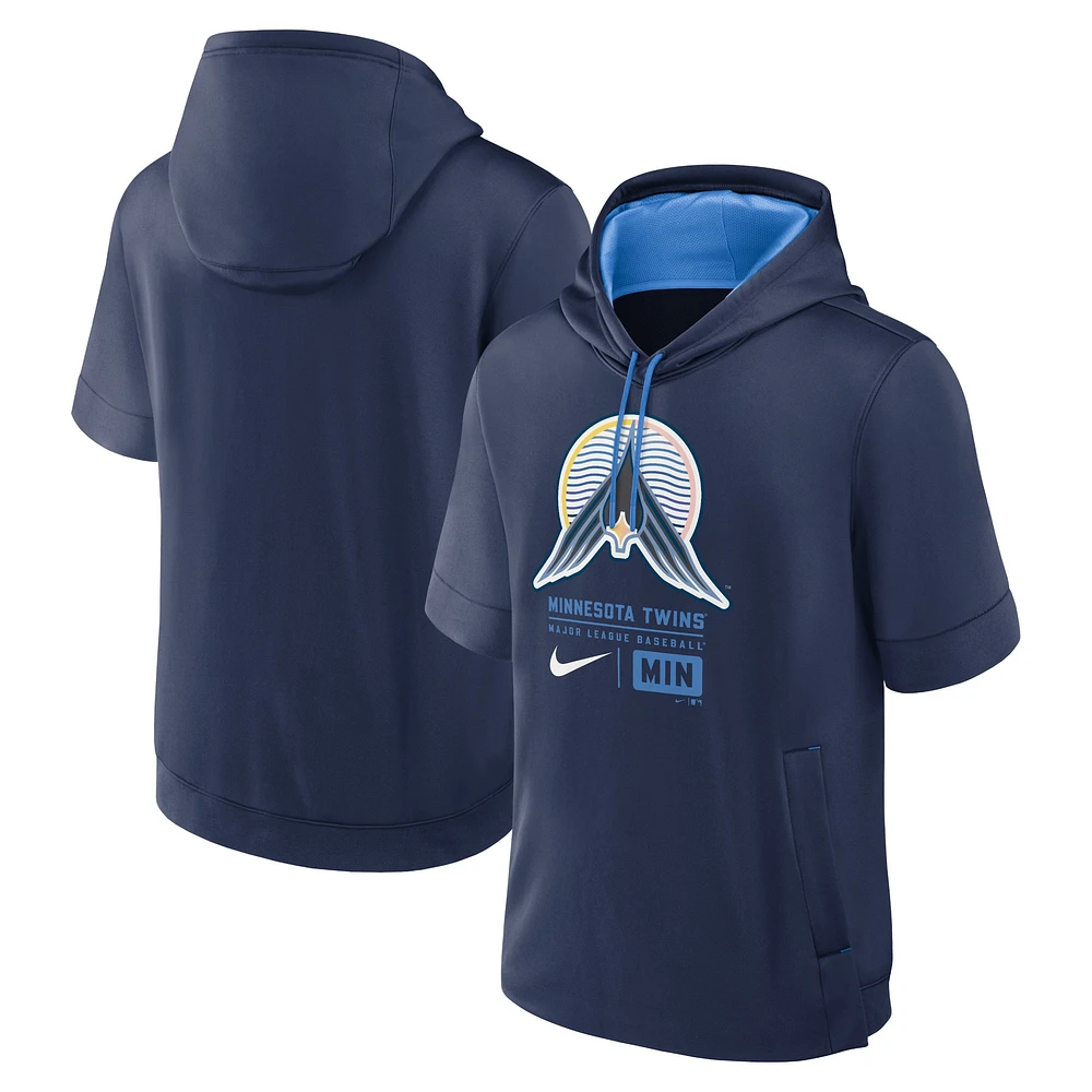 Sweat à capuche manches courtes Nike pour hommes, bleu marine, Minnesota Twins 2024 City Connect