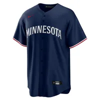 Maillot Nike pour homme, réplique alternative des Minnesota Twins, logo de l'équipe, bleu marine