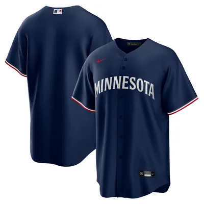 Maillot Nike pour homme, réplique alternative des Minnesota Twins, logo de l'équipe, bleu marine