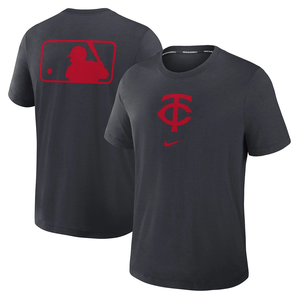 Men's Nike Navy Minnesota Twins Authentic Collection Early Work Tri-Blend Performance T-Shirt