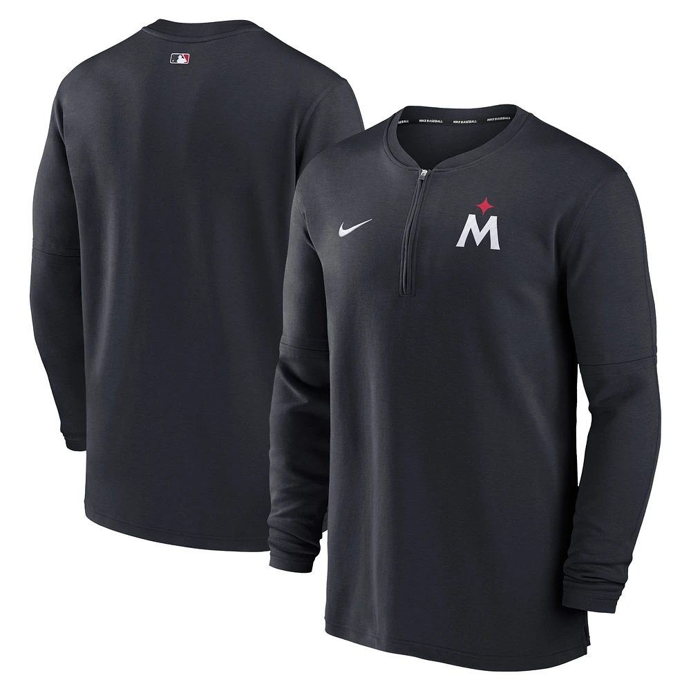 Haut à quart de fermeture éclair Nike pour hommes, collection authentique des Minnesota Twins, Game Time Performance, bleu marine