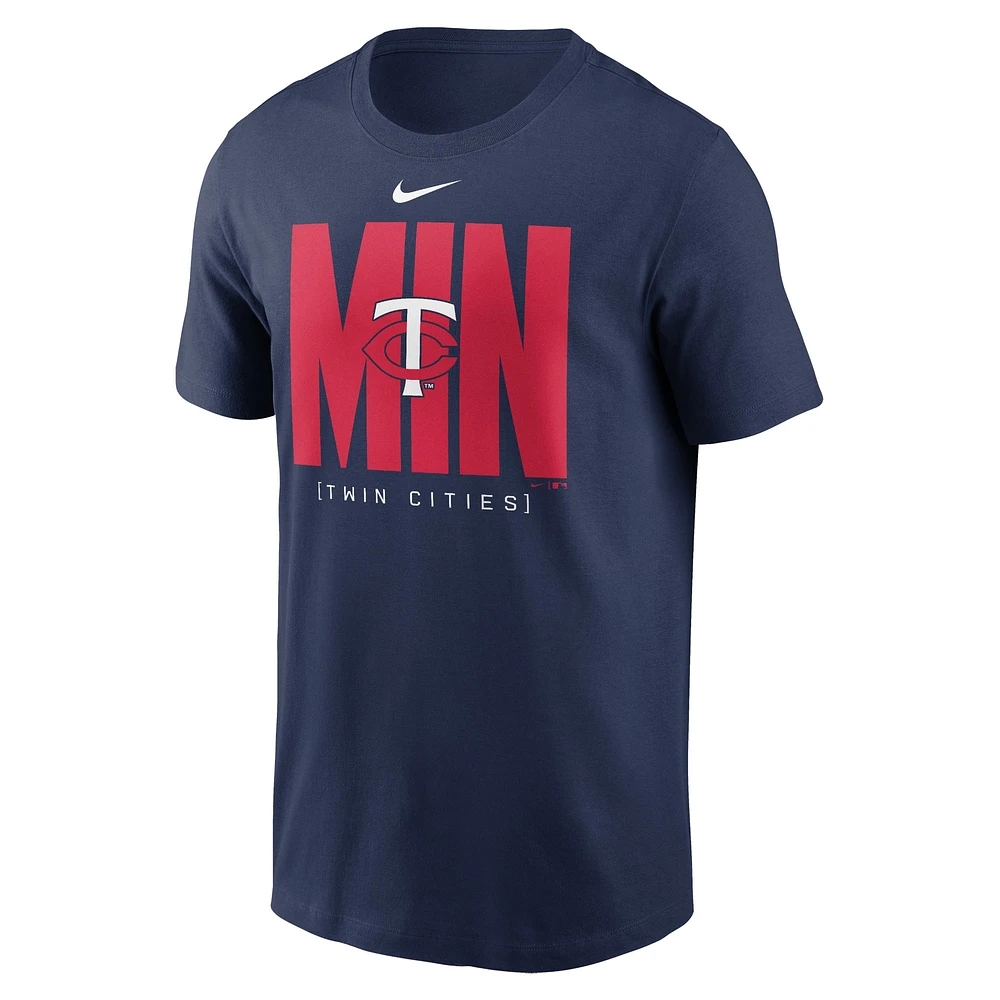 T-shirt de tableau bord Nike pour hommes, bleu marine, Minnesota Twins