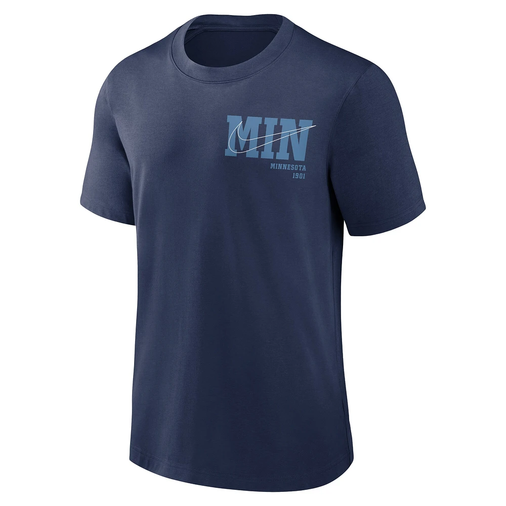 T-shirt pour homme Nike Minnesota Twins Statement Game Over bleu marine