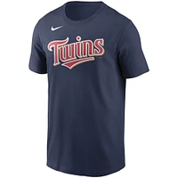 T-shirt Nike Minnesota Twins Team Wordmark pour homme - Bleu marine