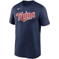 T-shirt Nike Minnesota Twins Wordmark Legend Performance pour homme - Bleu marine